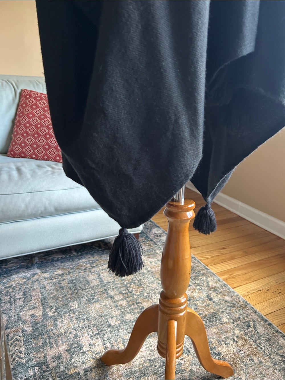 Cleobella Black Knit Tassel Capelet Poncho OS Box of Style NWT - Picture 4 of 7